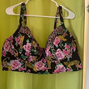 Torrid leopard and floral swim top size 4/DD